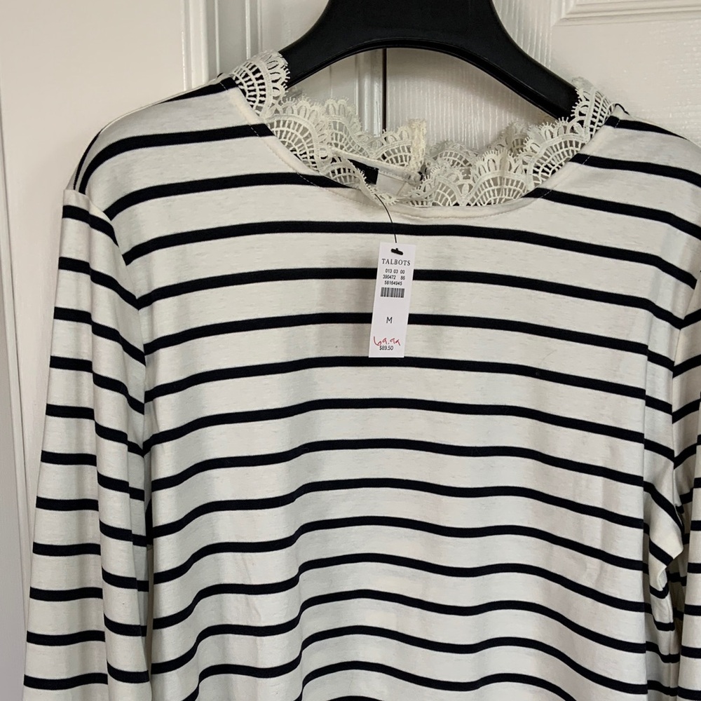 Talbots long sleeve ruffle trim tee